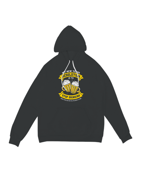 Alt Text: "New Years Resolution Hoodie 2025 - gray fleece pullover with goal-tracking design for gym & motivation"