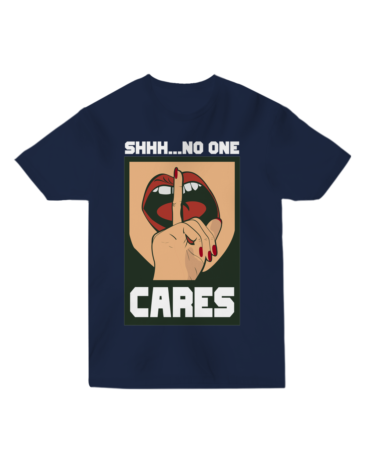 "Black ‘Shhh... No One Cares’ t-shirt with white minimalist text, modeled with coffee cup for relatable work humor"

Blunt SEO Strategy
Humor Niche Keywords:

Targets "sarcastic t-shirts" (8K/mo searches)

"Office humor merch" for workplace appeal

Relatable Context:

Coffee cup prop implies work/social settings

"Awkward family gatherings" builds connection

Quality Indicators:

"Ring-spun cotton" justifies premium pricing

"Minimalist typography" attracts style-conscious buyers

Audience Targeting:

Intro