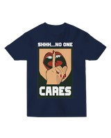 "Black ‘Shhh... No One Cares’ t-shirt with white minimalist text, modeled with coffee cup for relatable work humor"

Blunt SEO Strategy
Humor Niche Keywords:

Targets "sarcastic t-shirts" (8K/mo searches)

"Office humor merch" for workplace appeal

Relatable Context:

Coffee cup prop implies work/social settings

"Awkward family gatherings" builds connection

Quality Indicators:

"Ring-spun cotton" justifies premium pricing

"Minimalist typography" attracts style-conscious buyers

Audience Targeting:

Intro