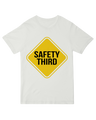 "Funny 'Safety Third' work humor t-shirt, sarcastic trade job apparel for mechanics and builders"