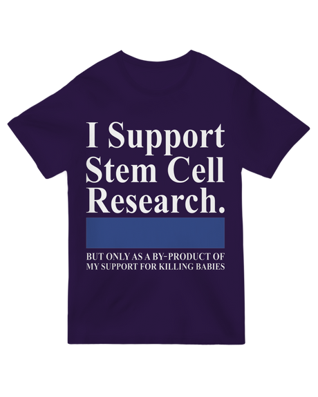 "White ‘I Support Stem Cell Research’ t-shirt for science advocates and medical professionals"