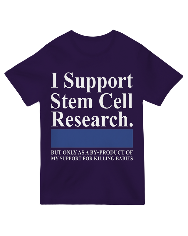 "White ‘I Support Stem Cell Research’ t-shirt for science advocates and medical professionals"