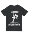 "Purple 'Supporting Single Moms' solidarity t-shirt for parent empowerment and advocacy"
