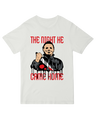 "Vintage 'The Night He Came Home' horror t-shirt for Halloween and slasher movie fans"