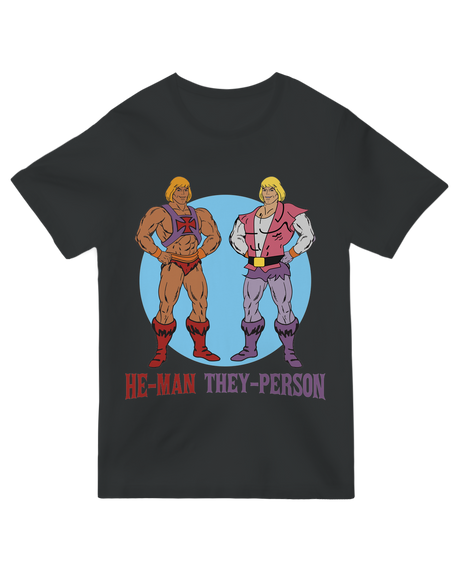 "Lavender retro-inspired 'They-Person' t-shirt with vintage cartoon aesthetic - LGBTQ+ inclusive design"