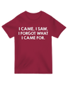 "Vintage-style 'I Came and Saw Nerd' t-shirt with Latin-inspired distressed text on soft cotton"